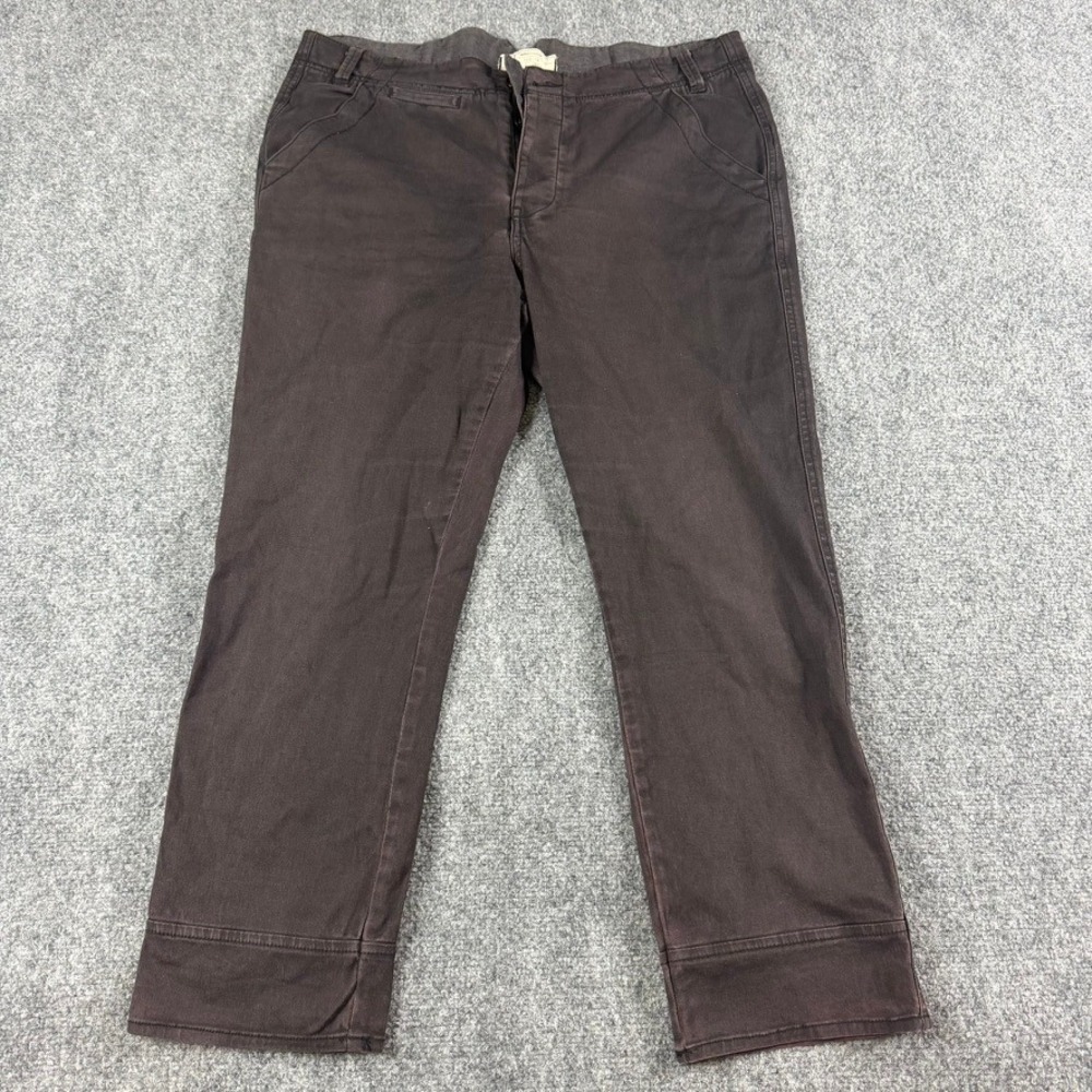 Free People Trousers Women 10 Brown Utility Button Fly Straight Leg Pants